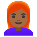 woman: medium-dark skin tone, red hair on Google