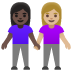 women holding hands: dark skin tone, medium-light skin tone on Google
