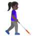 woman with white cane facing right: dark skin tone on Google