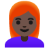woman: dark skin tone, red hair on Google