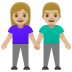 woman and man holding hands: medium-light skin tone on Google