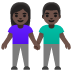 woman and man holding hands: dark skin tone on Google
