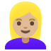 woman: medium-light skin tone, blond hair on Google