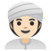 woman wearing turban: light skin tone on Google