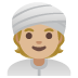 person wearing turban: medium-light skin tone on Google