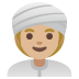woman wearing turban: medium-light skin tone on Google