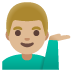 man tipping hand: medium-light skin tone on Google
