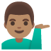 man tipping hand: medium skin tone on Google