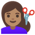 woman getting haircut: medium skin tone on Google