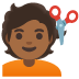person getting haircut: medium-dark skin tone on Google