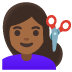 woman getting haircut: medium-dark skin tone on Google