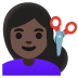 woman getting haircut: dark skin tone on Google