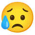 sad but relieved face on Google