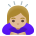 woman bowing: medium-light skin tone on Google