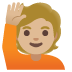 person raising hand: medium-light skin tone on Google