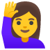 woman raising hand on Google