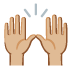 raising hands: medium-light skin tone on Google