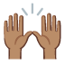 raising hands: medium skin tone on Google