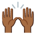 raising hands: medium-dark skin tone on Google