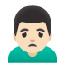 man frowning: light skin tone on Google