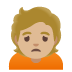 person frowning: medium-light skin tone on Google