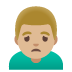 man frowning: medium-light skin tone on Google