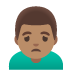 man frowning: medium skin tone on Google