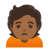 person frowning: medium-dark skin tone on Google
