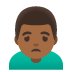 man frowning: medium-dark skin tone on Google