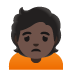person frowning: dark skin tone on Google