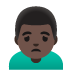 man frowning: dark skin tone on Google