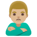 man pouting: medium-light skin tone on Google