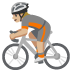person biking: medium-light skin tone on Google