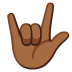 love-you gesture: medium-dark skin tone on Google