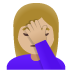 woman facepalming: medium-light skin tone on Google
