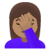 woman facepalming: medium skin tone on Google