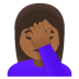 woman facepalming: medium-dark skin tone on Google