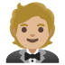 person in tuxedo: medium-light skin tone on Google