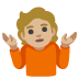 person shrugging: medium-light skin tone on Google