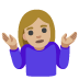 woman shrugging: medium-light skin tone on Google