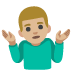man shrugging: medium-light skin tone on Google