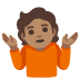 person shrugging: medium skin tone on Google