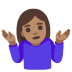 woman shrugging: medium skin tone on Google