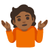 person shrugging: medium-dark skin tone on Google