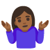 woman shrugging: medium-dark skin tone on Google