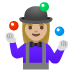 woman juggling: medium-light skin tone on Google