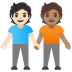 people holding hands: light skin tone, medium skin tone on Google