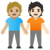 people holding hands: medium-light skin tone, light skin tone on Google