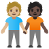 people holding hands: medium-light skin tone, dark skin tone on Google