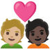 couple with heart: person, person, medium-light skin tone, dark skin tone on Google